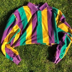 mardi gras vertical purple green gold polo shirt